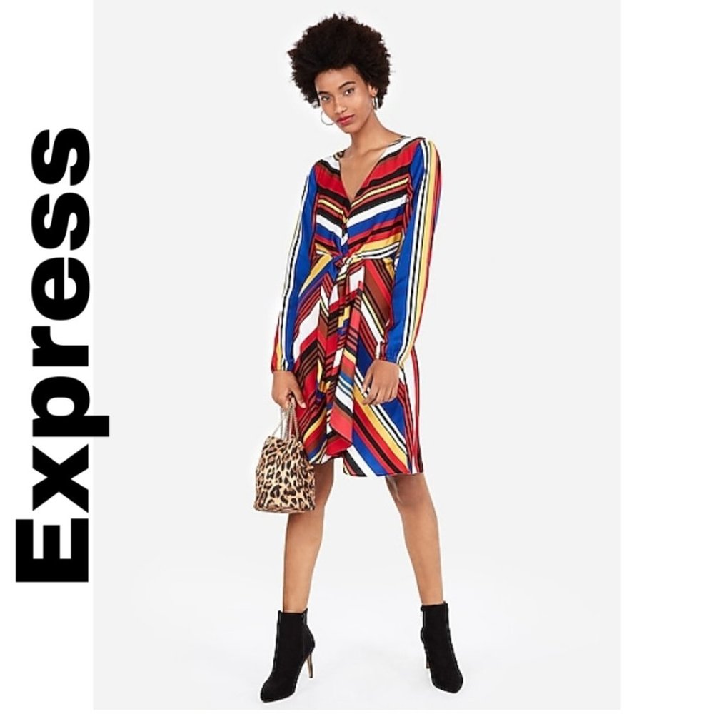 Express NWT multicolor lightweight v-neck long sleeve sz xsmall